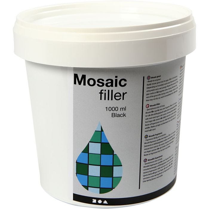 Mastic de Carreaux de Mosaïque, noir, 1000 ml/ 1 seau