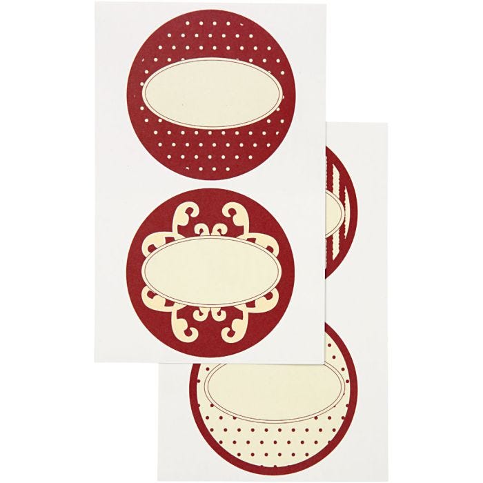 Stickers, d 6,5 cm, feuille 9x14 cm, 4 flles ass./ 1 Pq.