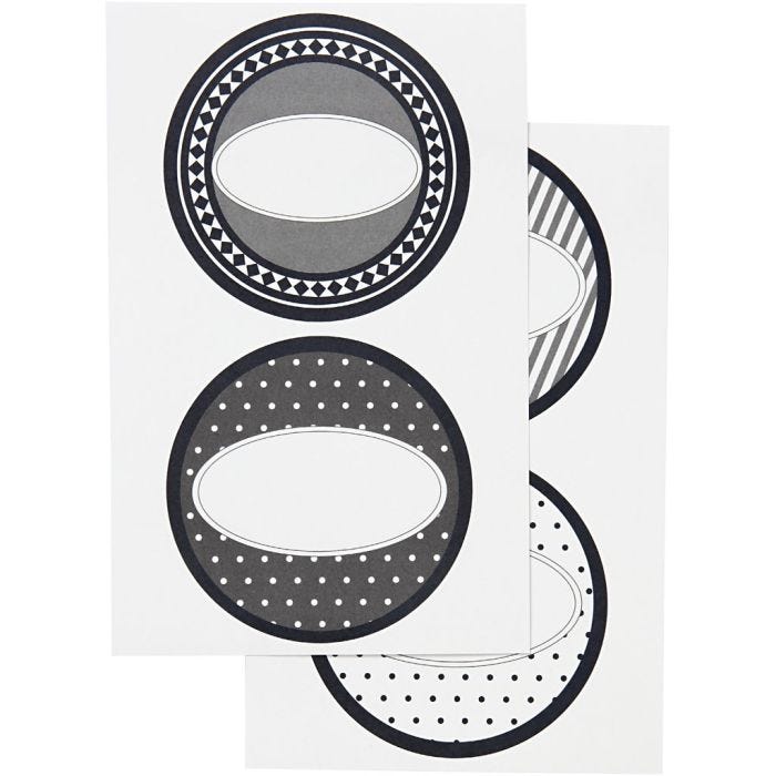 Stickers, d 4 cm, feuille 9x14 cm, 4 flles ass./ 1 Pq.