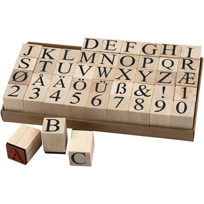 Set de tampons en bois, dim. 20x20 mm, 45 pièces/ 1 Pq.
