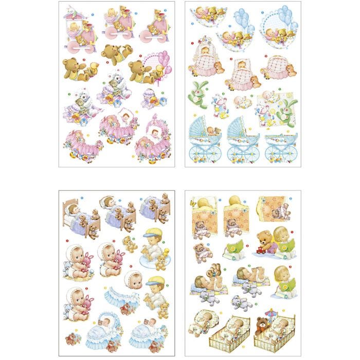 Motifs 3D, bébé, feuille 21x30 cm, 4 flles/ 1 Pq.
