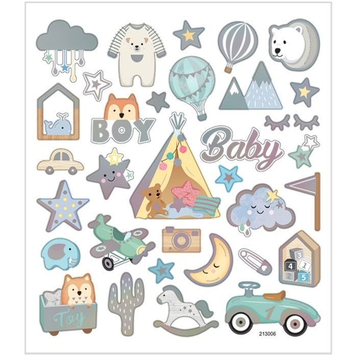 Autocollants, babyboy, feuille 15x16,5 cm, 1 flles