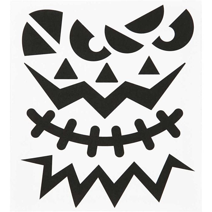 Autocollants, Halloween - larges visages, feuille 15x16,5 cm, 1 flles