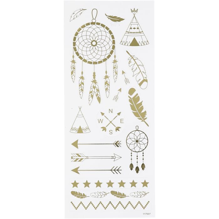 Autocollants Thank You, indiens, feuille 10x24 cm, or, 1 flles