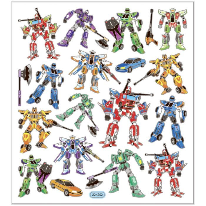 Autocollants, transformers, feuille 15x16,5 cm, 1 flles