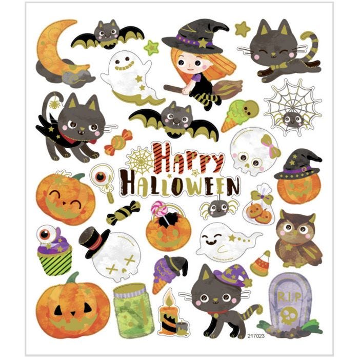 Autocollants, halloween, feuille 15x16,5 cm, 1 flles