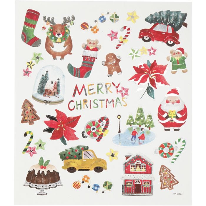 Autocollants, tout pour Noël, feuille 15x16,5 cm, 1 flles