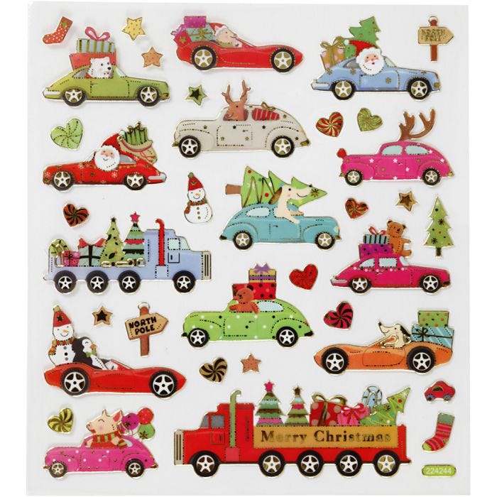 Autocollants, rentrer à la maison pour Noël, feuille 15x16,5 cm, 1 flles