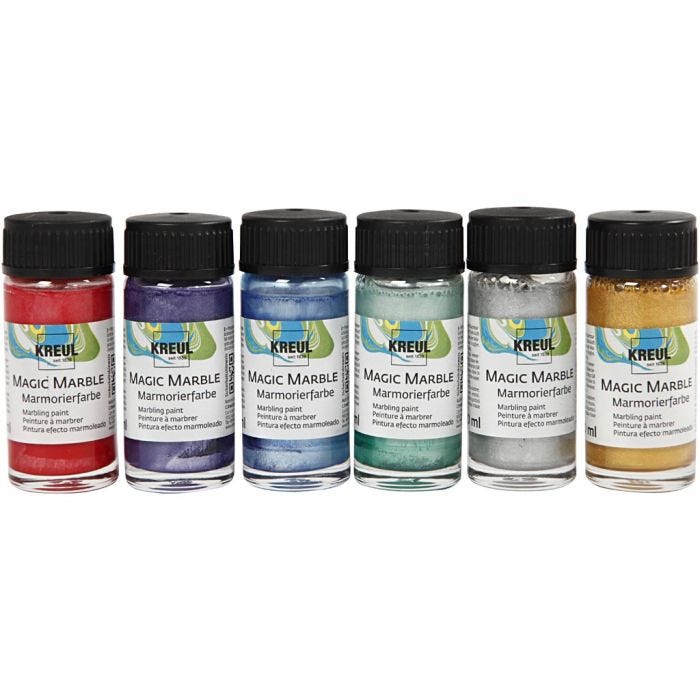 Peinture Magic Marble, couleurs métalliques, 6x20ml/ 1 Pq.