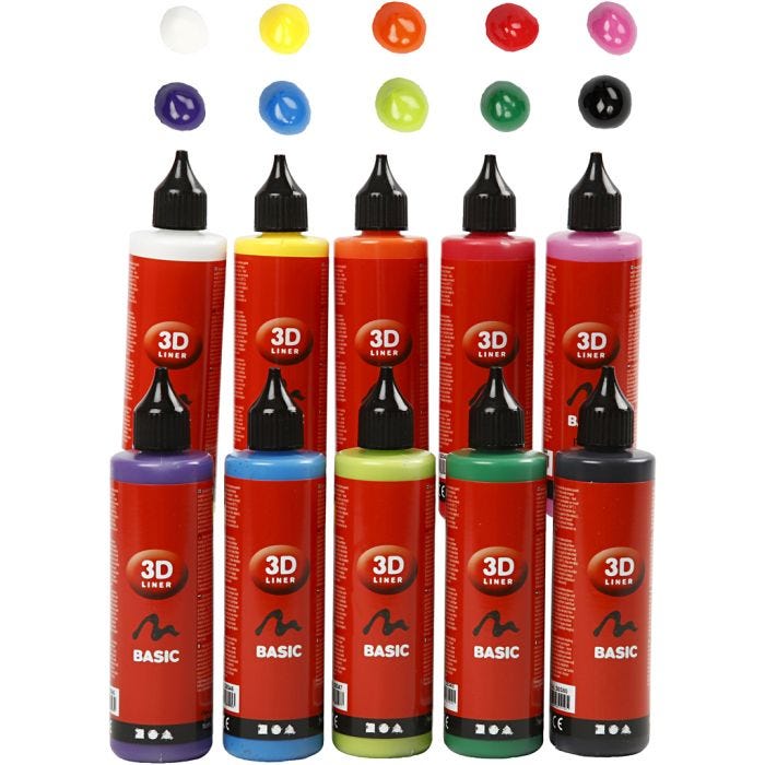 3D Liner - Assortiment, ass. de couleurs, 10x100 ml/ 1 Pq.
