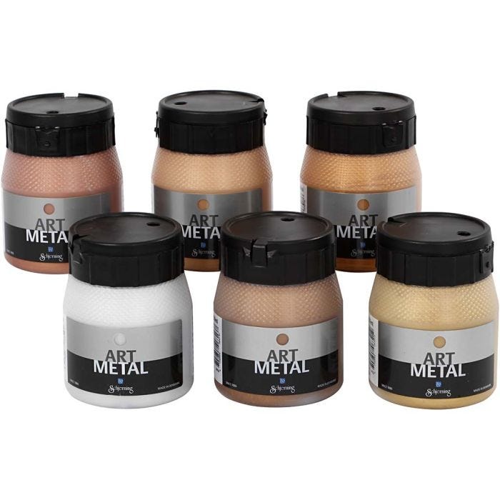 Peinture Acrylique Métallisée, 5102, 5104, 5106, 5108, 5109, 5110, couleurs métalliques, 6x250ml/ 1 Pq.