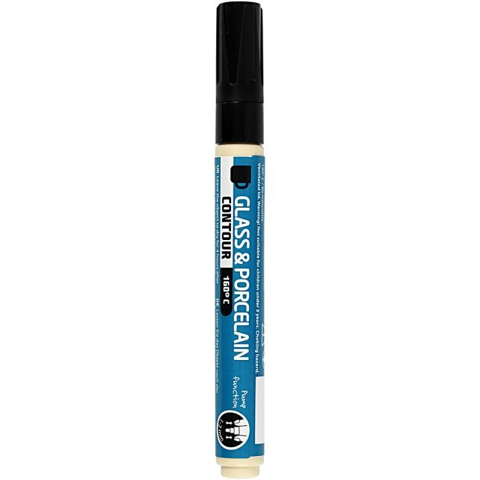 Feutres pour verre et porcelaine, trait 1-2 mm, opaque, noir, 1 pièce