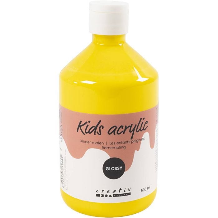 Peinture Acrylique Brillante, jaune primaire, 500ml/ 1 flacon