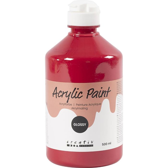 Peinture Acrylique Brillante, rouge primaire, 500 ml/ 1 flacon