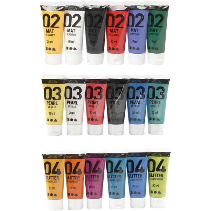 Peinture Acrylique Brillante, 18x20 ml/ 1 Pq.