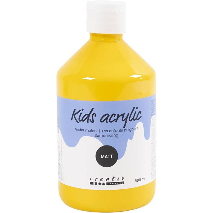 Peinture Acrylique Mate, jaune, 500ml/ 1 flacon