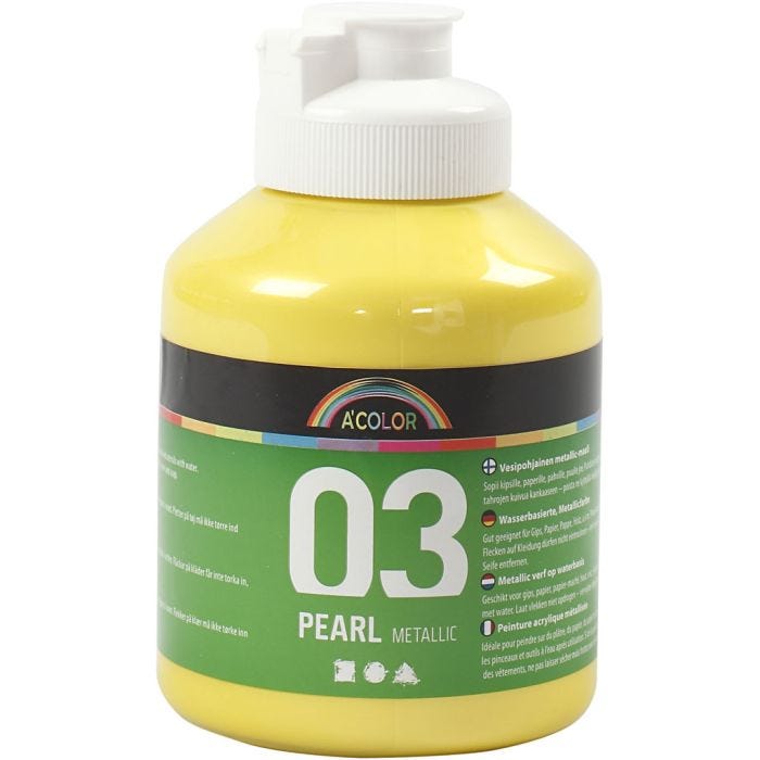 Peinture Acrylique Métallique, Métallisé, jaune, 500ml/ 1 flacon