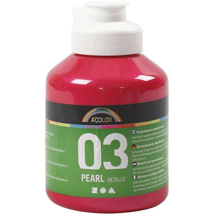 Peinture Acrylique Métallique, Métallisé, rose, 500ml/ 1 flacon
