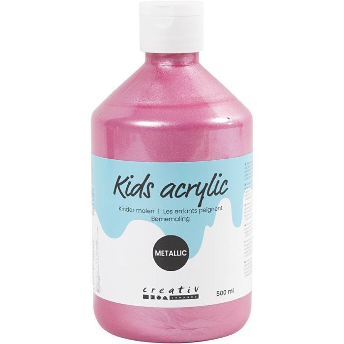 Peinture Acrylique Métallique, Métallisé, rose clair, 500ml/ 1 flacon