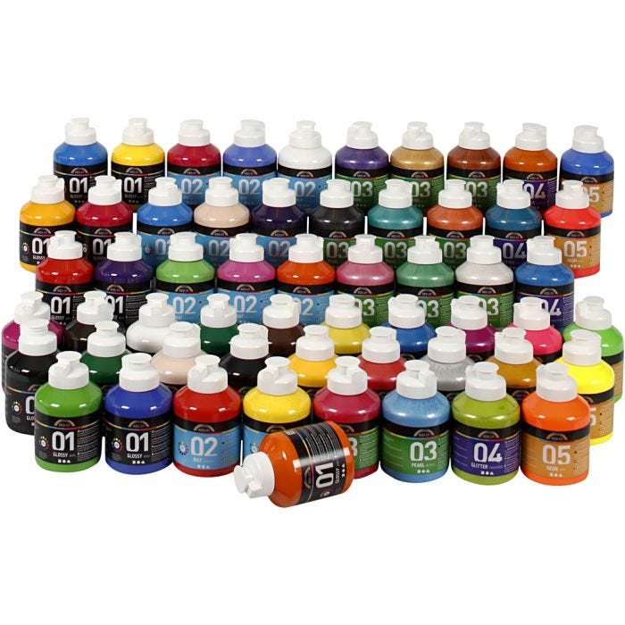 Peinture Acrylique A-color, ass. de couleurs, 57x500ml/ 1 Pq.