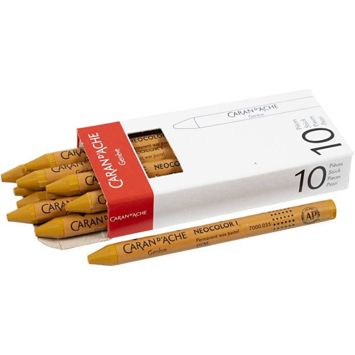 CARAN D’ACHE Caran d'Ache Néocolor 1, L : 10 cm, ép. 8,5 mm, ochre (035), 10 pièces/ 1 Pq.