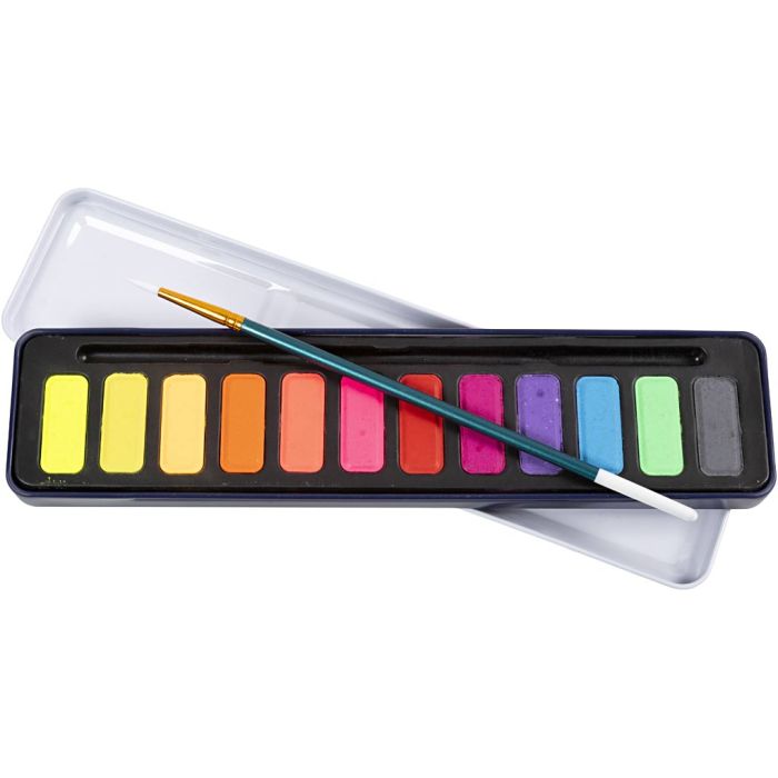 Kit Aquarelle, couleurs pastel, 12 couleurs/ 1 Pq.