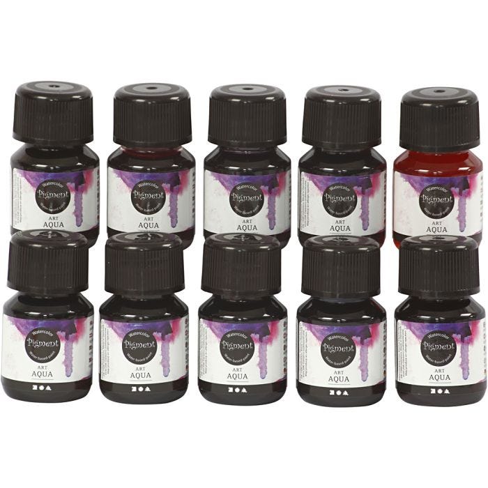 Aquarelle Art Aqua Pigment, ass. de couleurs, 10x30ml/ 1 Pq.