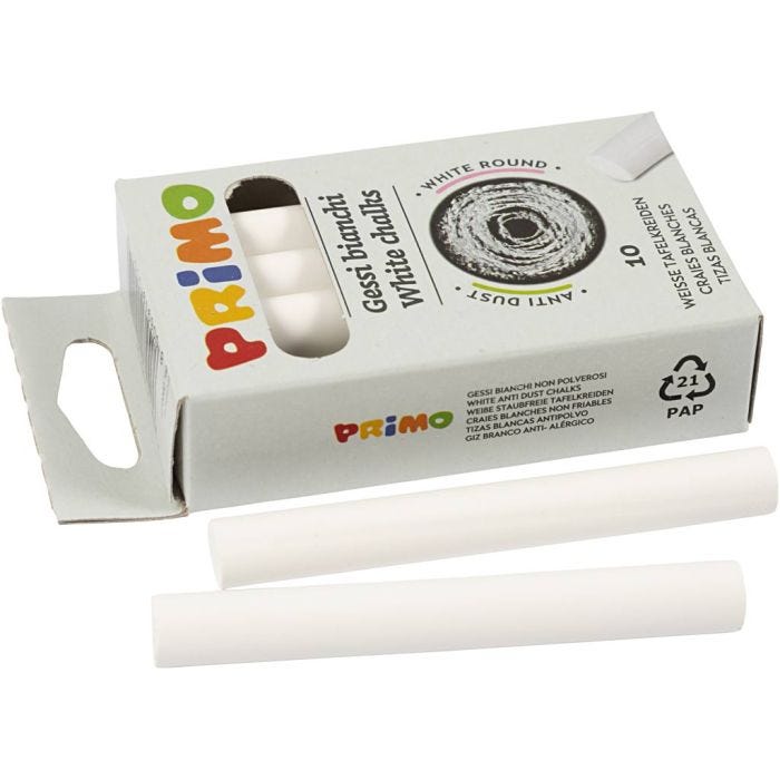 Craie, L : 8 cm, d 10 mm, blanc, 10 pièces/ 1 Pq.