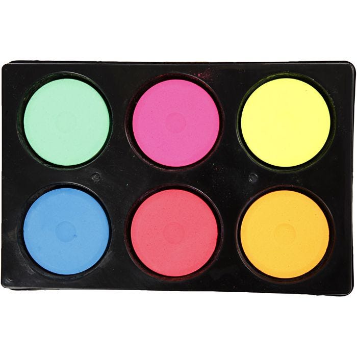 Pastilles aquarelles, H : 16 mm, d 44 mm, couleurs néons, 1 Pq.
