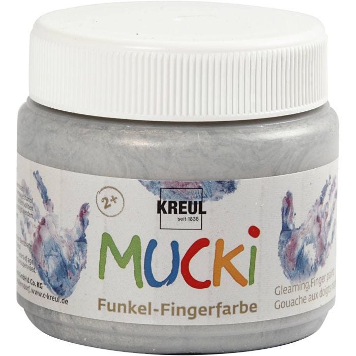 MUCKI Peinture au doigt, argent métallique, 150ml/ 1 boîte