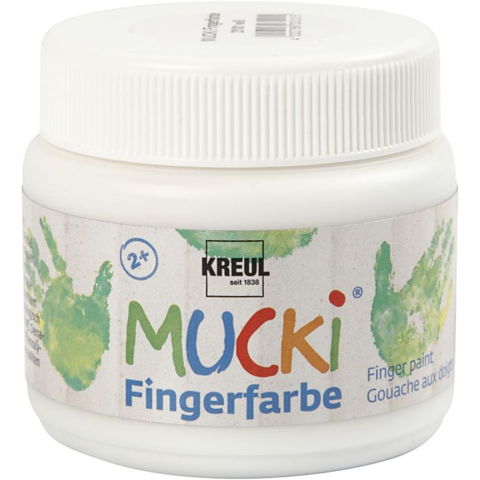 MUCKI Peinture au doigt, blanc, 150 ml/ 1 boîte