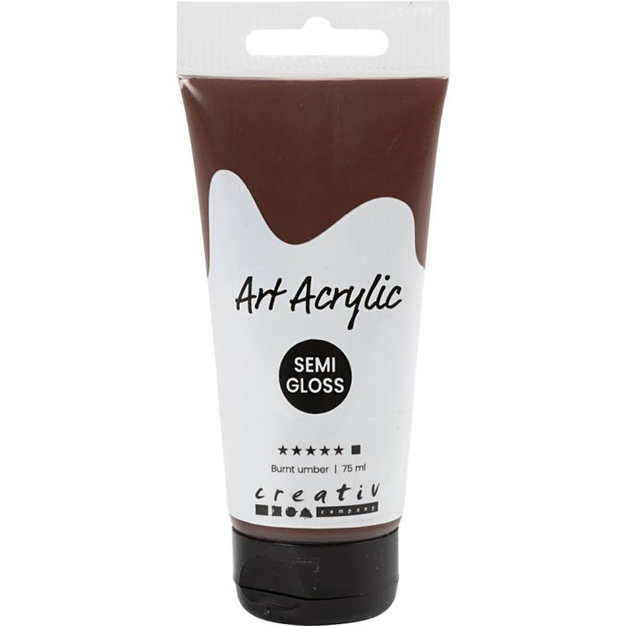 Peinture Acrylique, semi-brillant, opaque, burnt umber, 75 ml/ 1 flacon