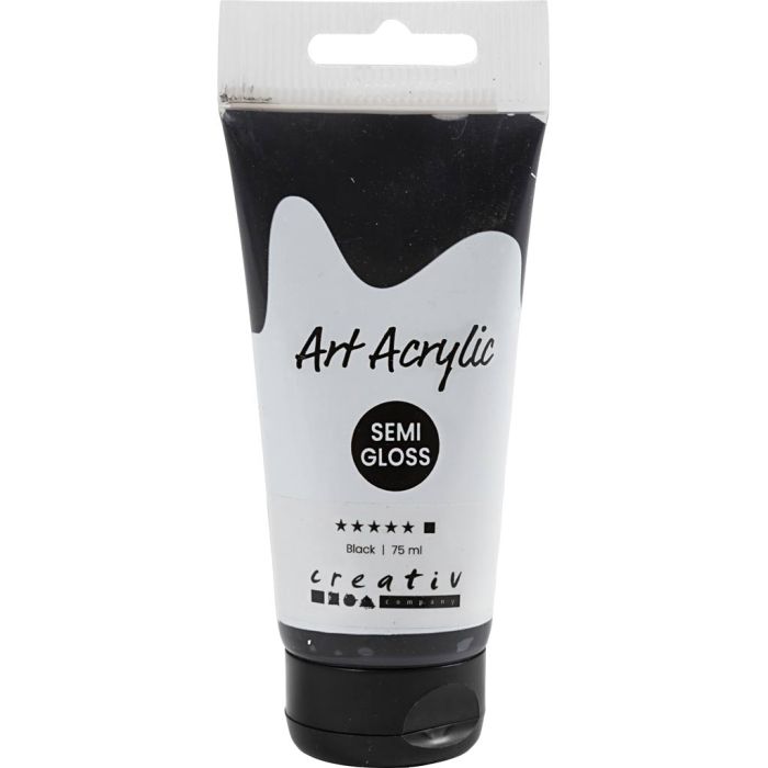 Peinture Acrylique, semi-brillant, opaque, noir, 75 ml/ 1 flacon