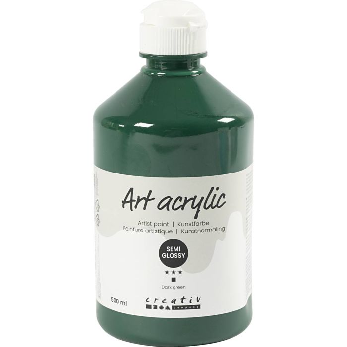 Peinture Acrylique, semi-brillant, semi transparent, vert foncé, 500 ml/ 1 flacon