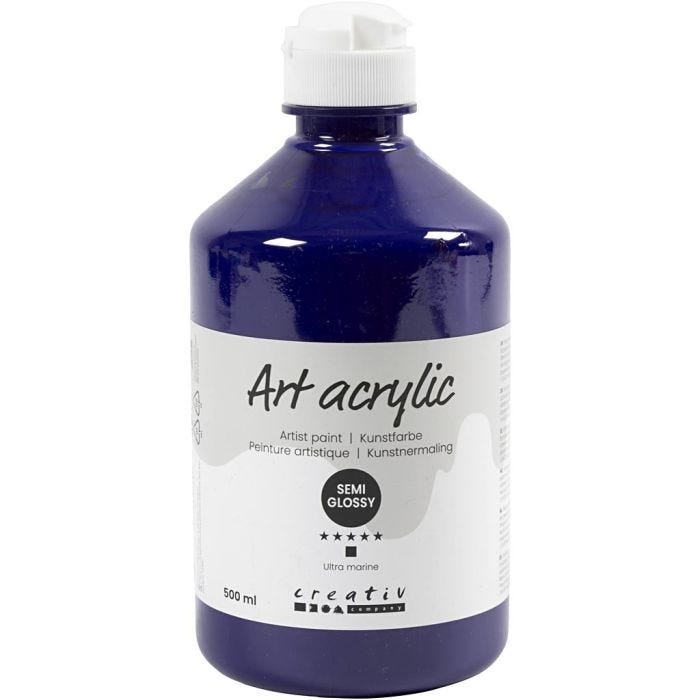 Peinture Acrylique, semi-brillant, opaque, ultra marine, 500ml/ 1 flacon