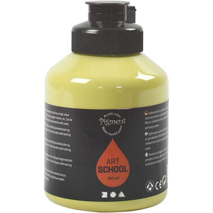 Peinture Acrylique, semi-brillant, semi transparent, kiwi, 500 ml/ 1 flacon