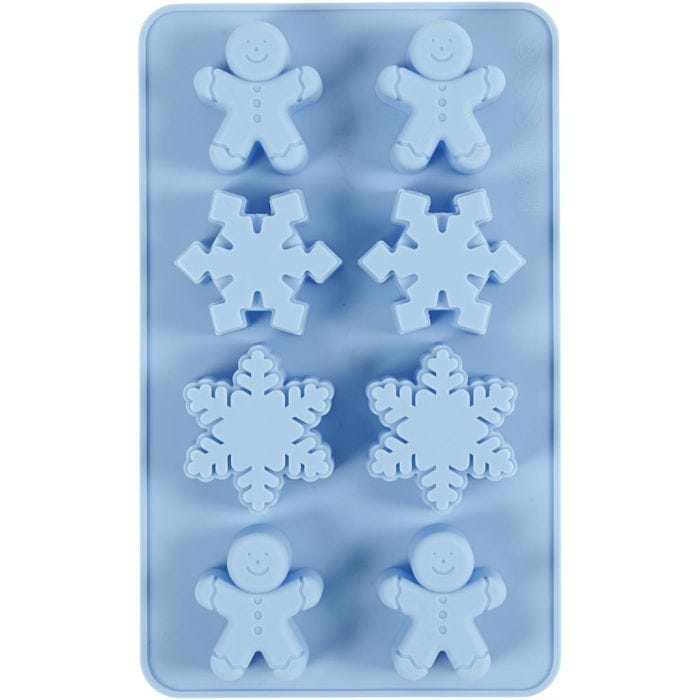 Moule en silicone, Cristaux de glace et bonhommes en biscuit, H : 2,5 cm, L : 3 cm, L : 4,5 cm, 12,5 ml, 1 pièce