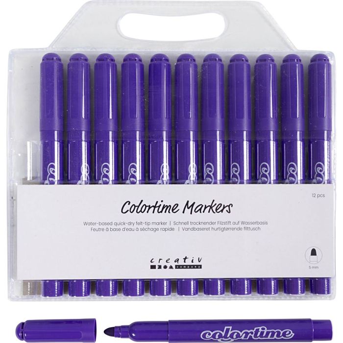 Feutres Colortime, trait 5 mm, violet, 12 pièces/ 1 Pq.
