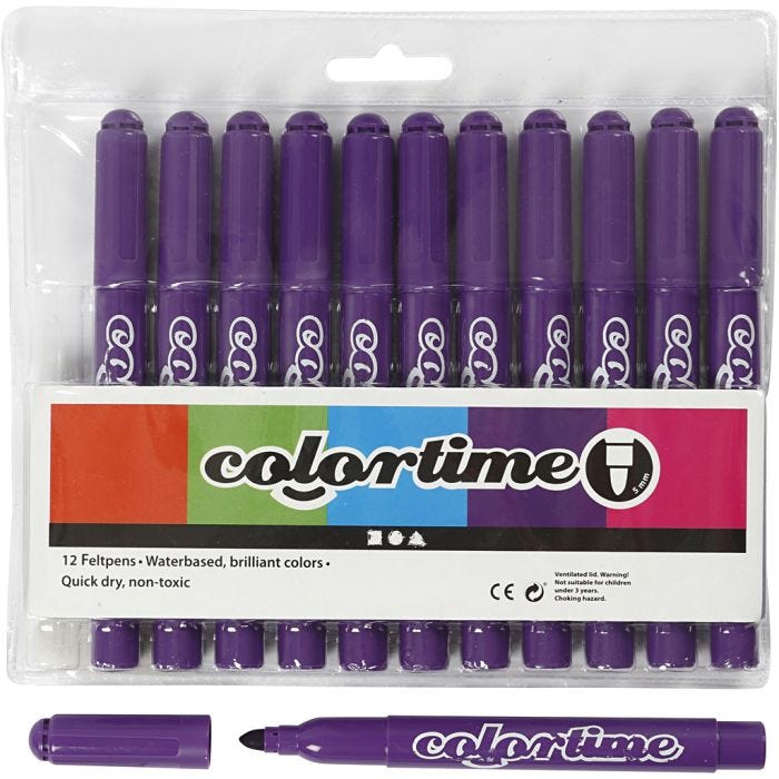 Feutres Colortime, trait 5 mm, violet foncé, 12pièces/ 1 Pq.