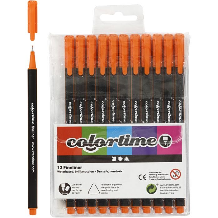 Feutres Fineliner Colortime, trait 0,6-0,7 mm, orange, 12pièces/ 1 Pq.
