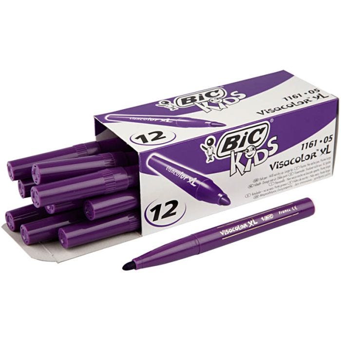 BIC Feutre Visacolor, trait 3 mm, violet foncé, 12pièces/ 1 Pq.