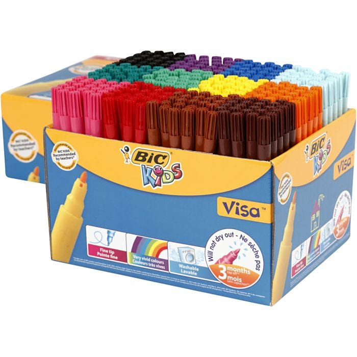 BIC Feutre Visa Fin, trait 1,6 mm, ass. de couleurs, 12x24pièces/ 1 Pq.