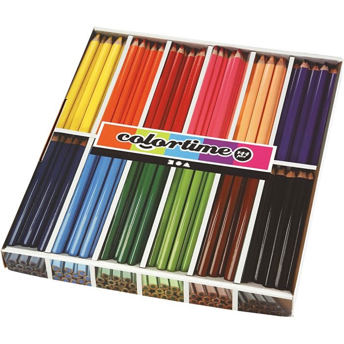 Crayons de Couleur Colortime, L : 17,45 cm, mine 5 mm, JUMBO, ass. de couleurs, 12x12pièces/ 1 Pq.
