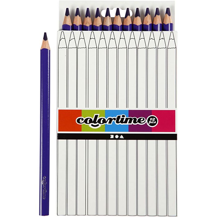 Crayons de Couleur Colortime, L : 17,45 cm, mine 5 mm, JUMBO, violet, 12 pièces/ 1 Pq.