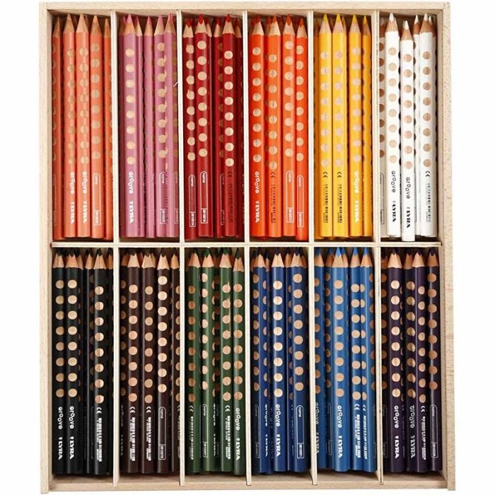 Crayons de Couleur Groove, L : 18 cm, mine 4.25 mm, ass. de couleurs, 12x12 pièces/ 1 Pq.