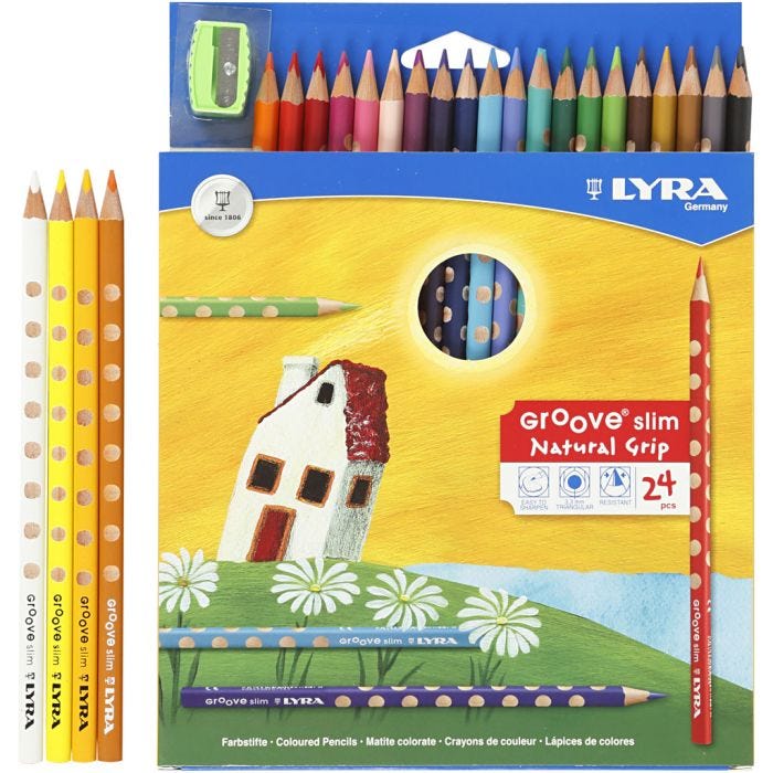 Crayons de couleur Groove Slim, L : 18 cm, mine 3,3 mm, ass. de couleurs, 24pièces/ 1 Pq.