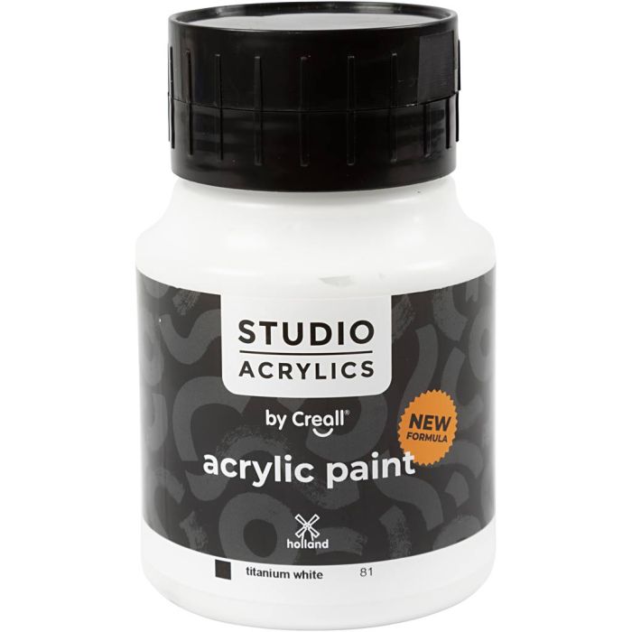 Peinture Acrylique Creall Studio, opaque, white (81), 500 ml/ 1 flacon