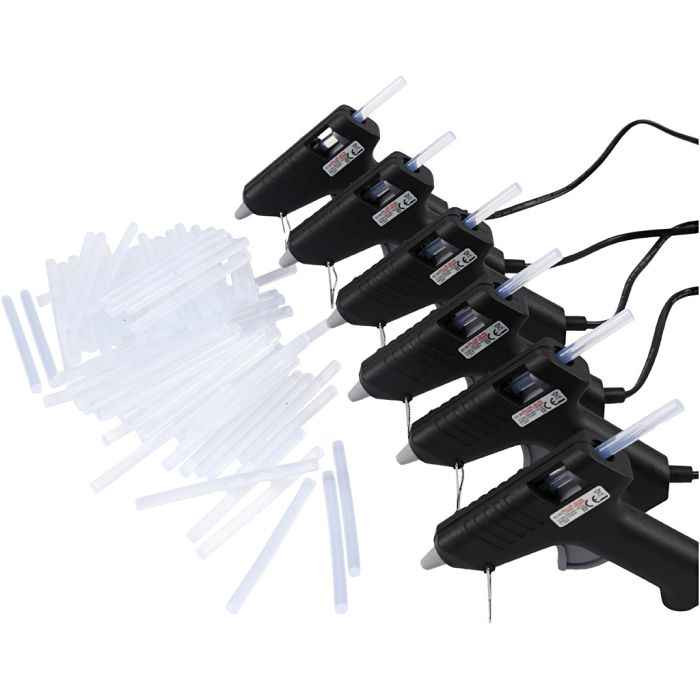 Mini pistolets à colle avec colle, 130 °C - Basse température, ca. 125 cm de ficelle, EU, 1 set