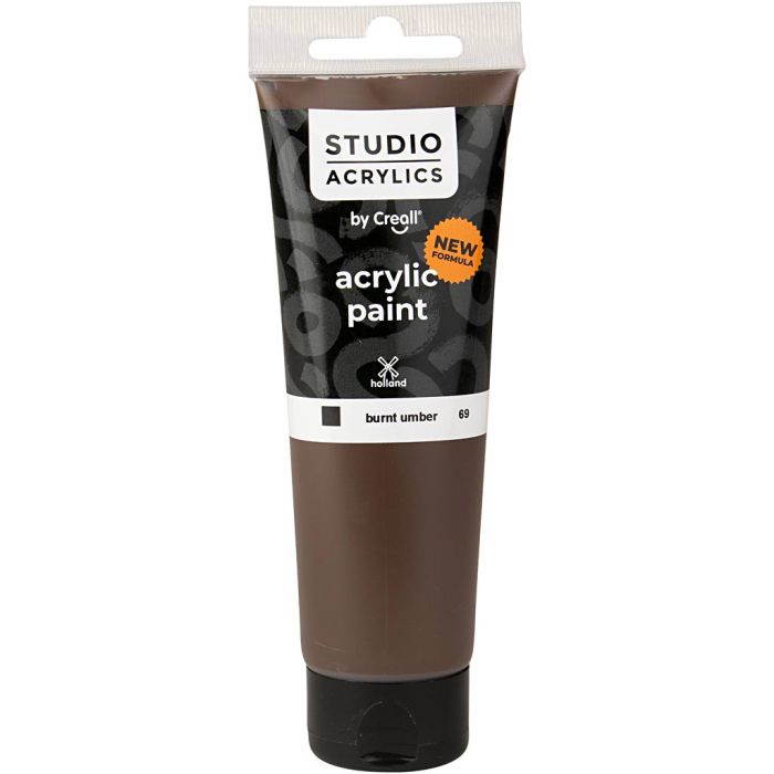 Peinture Acrylique Creall Studio, opaque, burnt umber (69), 120 ml/ 1 flacon