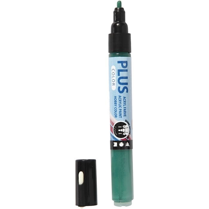 Feutres Plus Color, L : 14,5 cm, trait 1-2 mm, vert foncé, 5,5 ml, 1 pièce